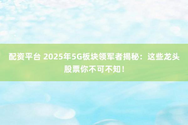 配资平台 2025年5G板块领军者揭秘：这些龙头股票你不可不知！