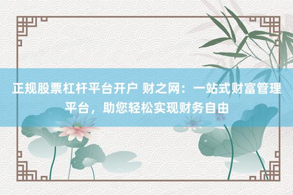 正规股票杠杆平台开户 财之网：一站式财富管理平台，助您轻松实现财务自由