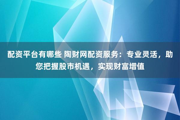 配资平台有哪些 陶财网配资服务：专业灵活，助您把握股市机遇，实现财富增值