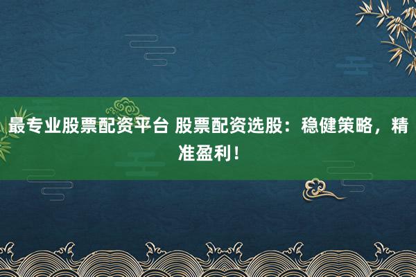 最专业股票配资平台 股票配资选股：稳健策略，精准盈利！