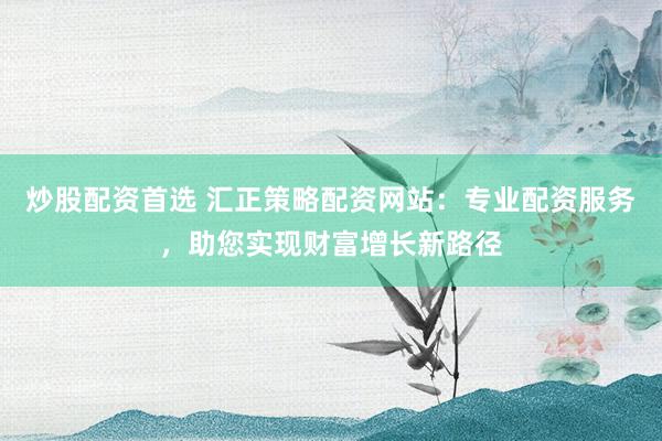 炒股配资首选 汇正策略配资网站：专业配资服务，助您实现财富增长新路径