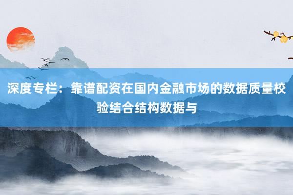 深度专栏：靠谱配资在国内金融市场的数据质量校验结合结构数据与