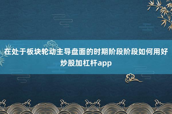在处于板块轮动主导盘面的时期阶段阶段如何用好炒股加杠杆app