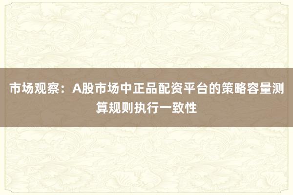 市场观察：A股市场中正品配资平台的策略容量测算规则执行一致性