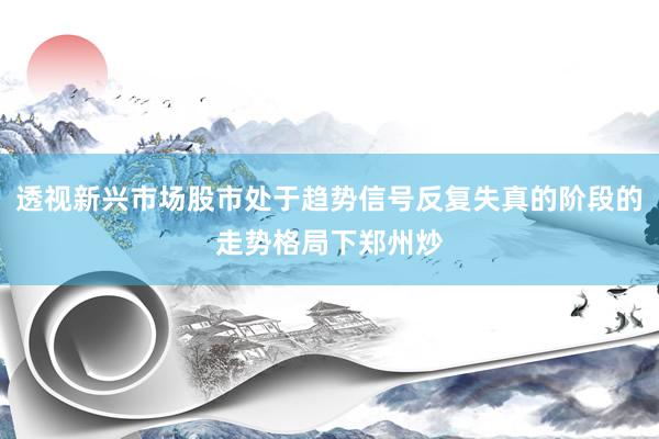 透视新兴市场股市处于趋势信号反复失真的阶段的走势格局下郑州炒